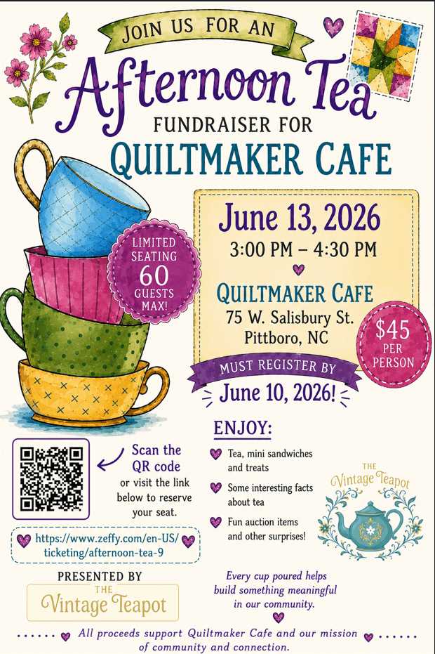 Afternoon Tea Fundraiser - Quiltmaker Cafe